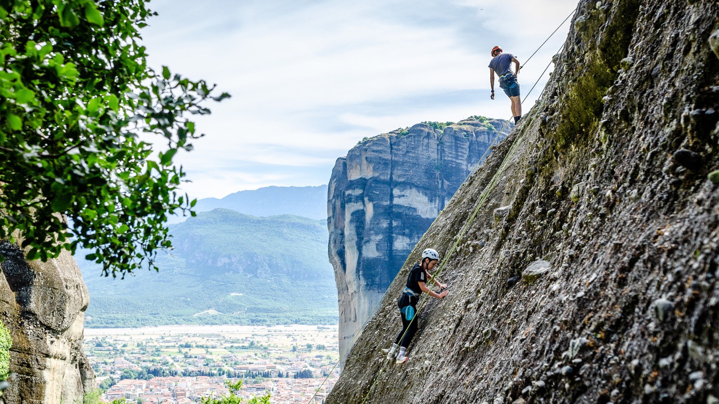 Climbing and Rappel in Meteora